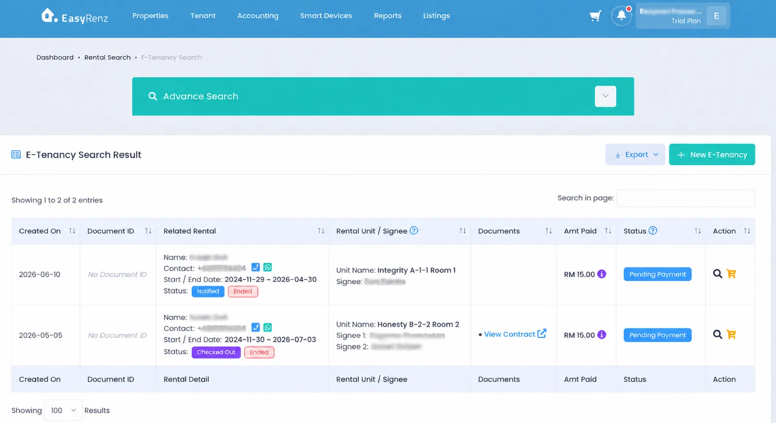 features e agreement tenancy search