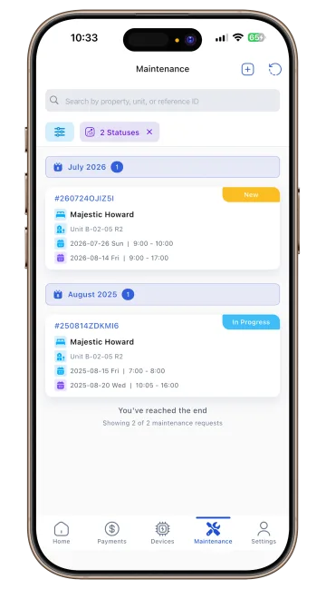 resources maintenance request phone mockup