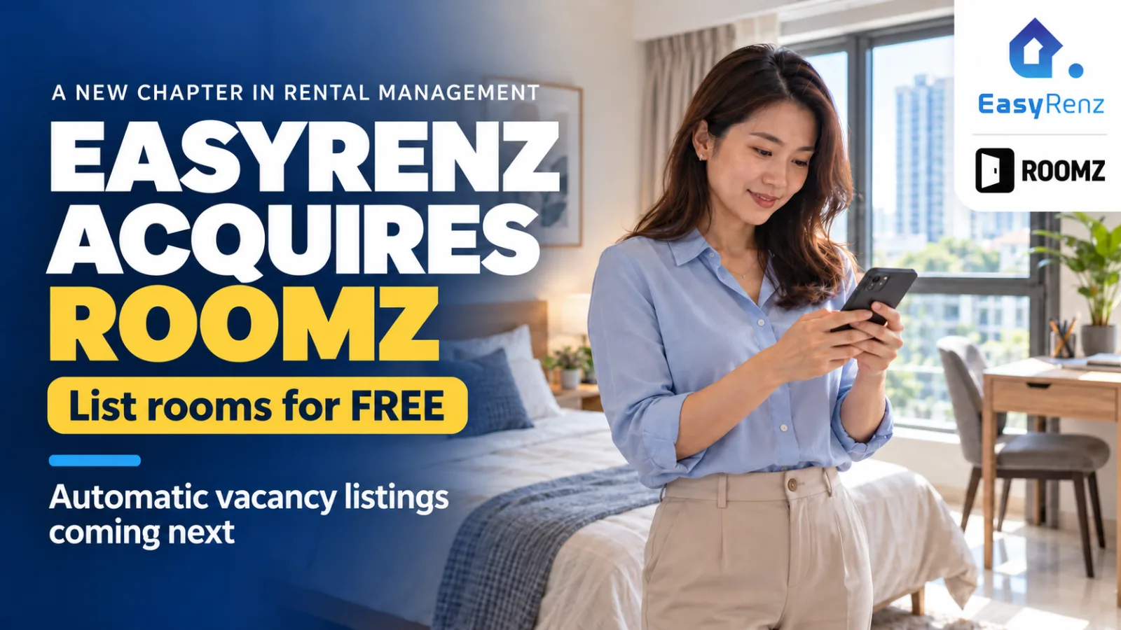 EasyRenz Acquires Roomz: Free Room Listings and Plans for Automatic Vacancy Listing